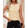 imageZESICA Womens Summer Pleated Tank Top Sleeveless Crewneck Casual Loose Flowy Tops Shirts 2025 Fashion Clothes OutfitsApricot