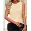 imageZESICA Womens Summer Pleated Tank Top Sleeveless Crewneck Casual Loose Flowy Tops Shirts 2025 Fashion Clothes OutfitsApricot