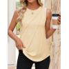 imageZESICA Womens Summer Pleated Tank Top Sleeveless Crewneck Casual Loose Flowy Tops Shirts 2025 Fashion Clothes OutfitsApricot