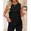 imageZESICA Womens Summer Pleated Tank Top Sleeveless Crewneck Casual Loose Flowy Tops Shirts 2025 Fashion Clothes OutfitsBlack