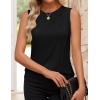 imageZESICA Womens Summer Pleated Tank Top Sleeveless Crewneck Casual Loose Flowy Tops Shirts 2025 Fashion Clothes OutfitsBlack