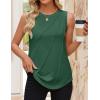 imageZESICA Womens Summer Pleated Tank Top Sleeveless Crewneck Casual Loose Flowy Tops Shirts 2025 Fashion Clothes OutfitsGreen