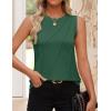 imageZESICA Womens Summer Pleated Tank Top Sleeveless Crewneck Casual Loose Flowy Tops Shirts 2025 Fashion Clothes OutfitsGreen