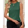 imageZESICA Womens Summer Pleated Tank Top Sleeveless Crewneck Casual Loose Flowy Tops Shirts 2025 Fashion Clothes OutfitsGreen