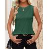 imageZESICA Womens Summer Pleated Tank Top Sleeveless Crewneck Casual Loose Flowy Tops Shirts 2025 Fashion Clothes OutfitsGreen