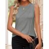 imageZESICA Womens Summer Pleated Tank Top Sleeveless Crewneck Casual Loose Flowy Tops Shirts 2025 Fashion Clothes OutfitsGrey