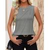imageZESICA Womens Summer Pleated Tank Top Sleeveless Crewneck Casual Loose Flowy Tops Shirts 2025 Fashion Clothes OutfitsGrey
