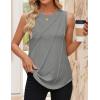 imageZESICA Womens Summer Pleated Tank Top Sleeveless Crewneck Casual Loose Flowy Tops Shirts 2025 Fashion Clothes OutfitsGrey