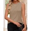 imageZESICA Womens Summer Pleated Tank Top Sleeveless Crewneck Casual Loose Flowy Tops Shirts 2025 Fashion Clothes OutfitsKhaki