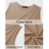 imageZESICA Womens Summer Pleated Tank Top Sleeveless Crewneck Casual Loose Flowy Tops Shirts 2025 Fashion Clothes OutfitsKhaki
