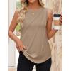 imageZESICA Womens Summer Pleated Tank Top Sleeveless Crewneck Casual Loose Flowy Tops Shirts 2025 Fashion Clothes OutfitsKhaki