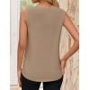 imageZESICA Womens Summer Pleated Tank Top Sleeveless Crewneck Casual Loose Flowy Tops Shirts 2025 Fashion Clothes OutfitsKhaki