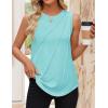 imageZESICA Womens Summer Pleated Tank Top Sleeveless Crewneck Casual Loose Flowy Tops Shirts 2025 Fashion Clothes OutfitsLakegreen