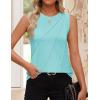 imageZESICA Womens Summer Pleated Tank Top Sleeveless Crewneck Casual Loose Flowy Tops Shirts 2025 Fashion Clothes OutfitsLakegreen