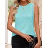 imageZESICA Womens Summer Pleated Tank Top Sleeveless Crewneck Casual Loose Flowy Tops Shirts 2025 Fashion Clothes OutfitsLakegreen