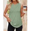 imageZESICA Womens Summer Pleated Tank Top Sleeveless Crewneck Casual Loose Flowy Tops Shirts 2025 Fashion Clothes OutfitsLightgreen