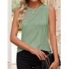 imageZESICA Womens Summer Pleated Tank Top Sleeveless Crewneck Casual Loose Flowy Tops Shirts 2025 Fashion Clothes OutfitsLightgreen