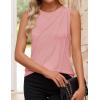imageZESICA Womens Summer Pleated Tank Top Sleeveless Crewneck Casual Loose Flowy Tops Shirts 2025 Fashion Clothes OutfitsPink