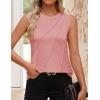 imageZESICA Womens Summer Pleated Tank Top Sleeveless Crewneck Casual Loose Flowy Tops Shirts 2025 Fashion Clothes OutfitsPink