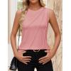 imageZESICA Womens Summer Pleated Tank Top Sleeveless Crewneck Casual Loose Flowy Tops Shirts 2025 Fashion Clothes OutfitsPink