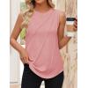 imageZESICA Womens Summer Pleated Tank Top Sleeveless Crewneck Casual Loose Flowy Tops Shirts 2025 Fashion Clothes OutfitsPink