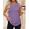 imageZESICA Womens Summer Pleated Tank Top Sleeveless Crewneck Casual Loose Flowy Tops Shirts 2025 Fashion Clothes OutfitsPurple