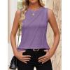 imageZESICA Womens Summer Pleated Tank Top Sleeveless Crewneck Casual Loose Flowy Tops Shirts 2025 Fashion Clothes OutfitsPurple