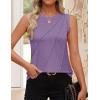 imageZESICA Womens Summer Pleated Tank Top Sleeveless Crewneck Casual Loose Flowy Tops Shirts 2025 Fashion Clothes OutfitsPurple