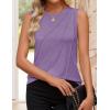 imageZESICA Womens Summer Pleated Tank Top Sleeveless Crewneck Casual Loose Flowy Tops Shirts 2025 Fashion Clothes OutfitsPurple