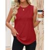 imageZESICA Womens Summer Pleated Tank Top Sleeveless Crewneck Casual Loose Flowy Tops Shirts 2025 Fashion Clothes OutfitsRed