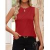imageZESICA Womens Summer Pleated Tank Top Sleeveless Crewneck Casual Loose Flowy Tops Shirts 2025 Fashion Clothes OutfitsRed