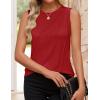 imageZESICA Womens Summer Pleated Tank Top Sleeveless Crewneck Casual Loose Flowy Tops Shirts 2025 Fashion Clothes OutfitsRed