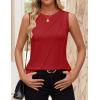 imageZESICA Womens Summer Pleated Tank Top Sleeveless Crewneck Casual Loose Flowy Tops Shirts 2025 Fashion Clothes OutfitsRed
