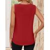 imageZESICA Womens Summer Pleated Tank Top Sleeveless Crewneck Casual Loose Flowy Tops Shirts 2025 Fashion Clothes OutfitsRed