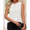 imageZESICA Womens Summer Pleated Tank Top Sleeveless Crewneck Casual Loose Flowy Tops Shirts 2025 Fashion Clothes OutfitsWhite