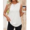 imageZESICA Womens Summer Pleated Tank Top Sleeveless Crewneck Casual Loose Flowy Tops Shirts 2025 Fashion Clothes OutfitsWhite
