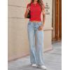 imageZESICA Womens Summer Short Sleeve Shirts Trendy Crew Neck Criss Cross Wrap Ruched Lace TopsRed