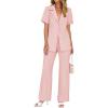 imageZESICA Womens 2025 Casual 2 Piece Outfits Short Sleeve Blazer Jacket and Wide Leg Pants Loose Business Suit SetsPink