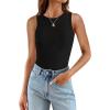 imageZESICA Womens 2025 Ribbed Tank Tops Summer Sleeveless High Neck Casual Slim Fitted Basic Knit ShirtsBlack