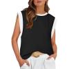 imageZESICA Womens Cap Sleeve Tank Tops Loose Fit Summer Trendy Crewneck Colorblock ShirtsBlack