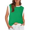 imageZESICA Womens Cap Sleeve Tank Tops Loose Fit Summer Trendy Crewneck Colorblock ShirtsGreen