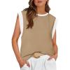 imageZESICA Womens Cap Sleeve Tank Tops Loose Fit Summer Trendy Crewneck Colorblock ShirtsLightkhaki
