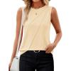imageZESICA Womens Summer Pleated Tank Top Sleeveless Crewneck Casual Loose Flowy Tops Shirts 2025 Fashion Clothes OutfitsApricot