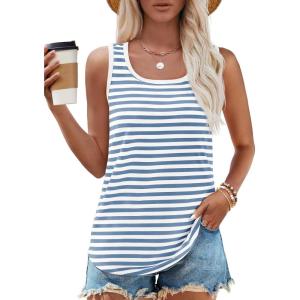 imageZESICA Womens Summer Casual Striped Tank Top Sleeveless Scoop Neck Loose Fit Color Block Tops 2025 Fashion ClothesBlue