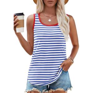 imageZESICA Womens Summer Casual Striped Tank Top Sleeveless Scoop Neck Loose Fit Color Block Tops 2025 Fashion ClothesRoyal
