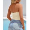 imageZESICA Womens Halter Tank Top 2025 Summer Sleeveless Scoop Neck Backless Shirts Slim Fitted Casual Ruched Crop TopsApricot