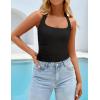 imageZESICA Womens Halter Tank Top 2025 Summer Sleeveless Scoop Neck Backless Shirts Slim Fitted Casual Ruched Crop TopsBlack