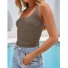 imageZESICA Womens Halter Tank Top 2025 Summer Sleeveless Scoop Neck Backless Shirts Slim Fitted Casual Ruched Crop TopsCoffee