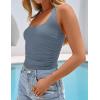 imageZESICA Womens Halter Tank Top 2025 Summer Sleeveless Scoop Neck Backless Shirts Slim Fitted Casual Ruched Crop TopsDarkblue