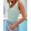 imageZESICA Womens Halter Tank Top 2025 Summer Sleeveless Scoop Neck Backless Shirts Slim Fitted Casual Ruched Crop TopsLightgreen